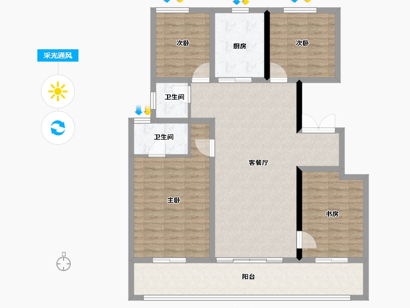 陕西省-西安市-中南·上悦城四期東沣-113.60-户型库-采光通风