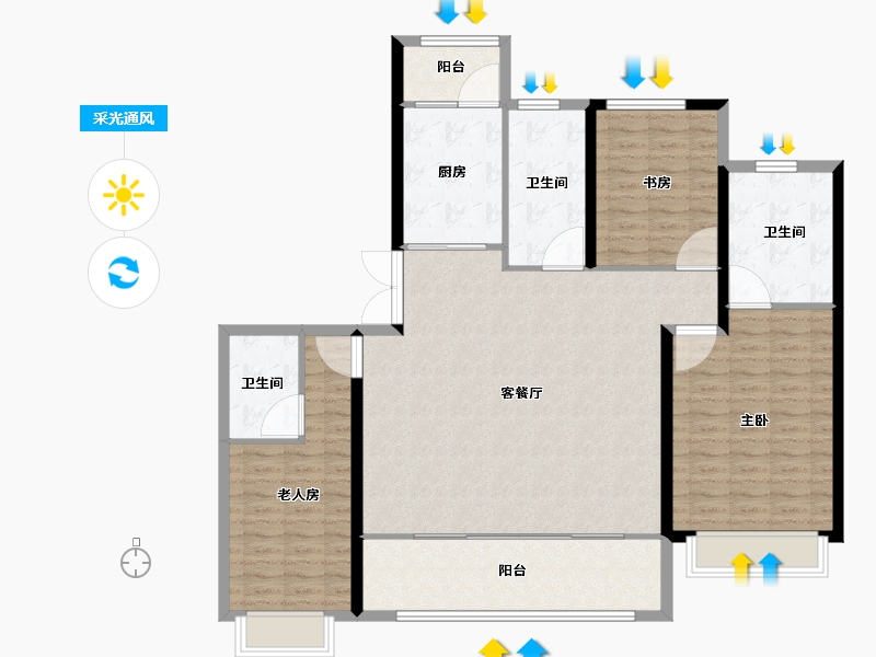 陕西省-西安市-中国铁建西派国际-132.01-户型库-采光通风