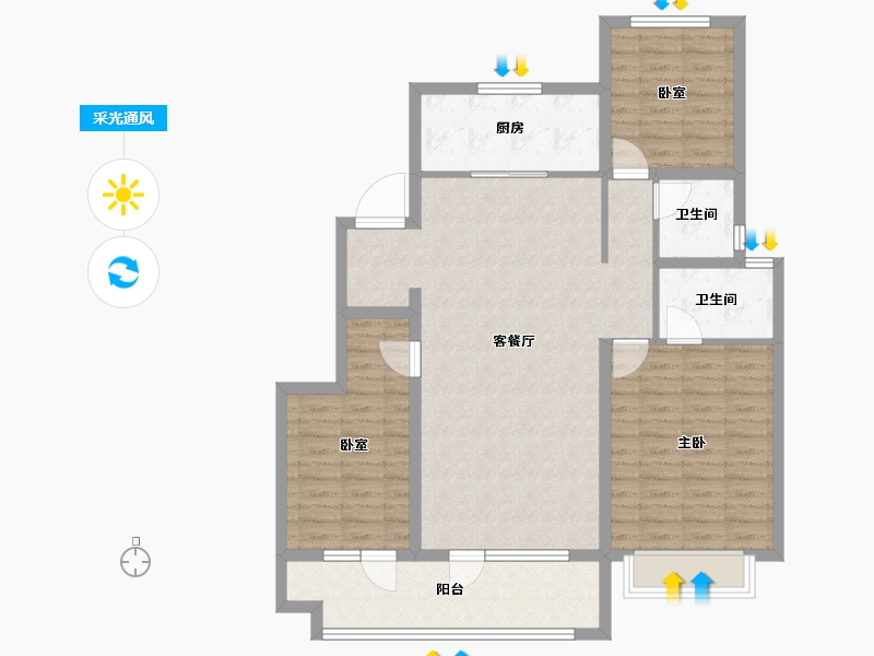 山东省-烟台市-璞樾园著-108.00-户型库-采光通风