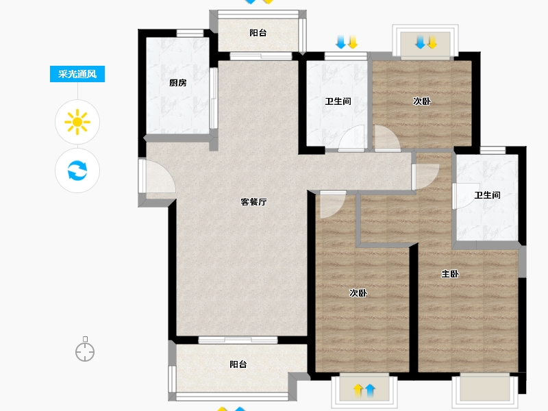 湖北省-武汉市-中建铂公馆-102.42-户型库-采光通风