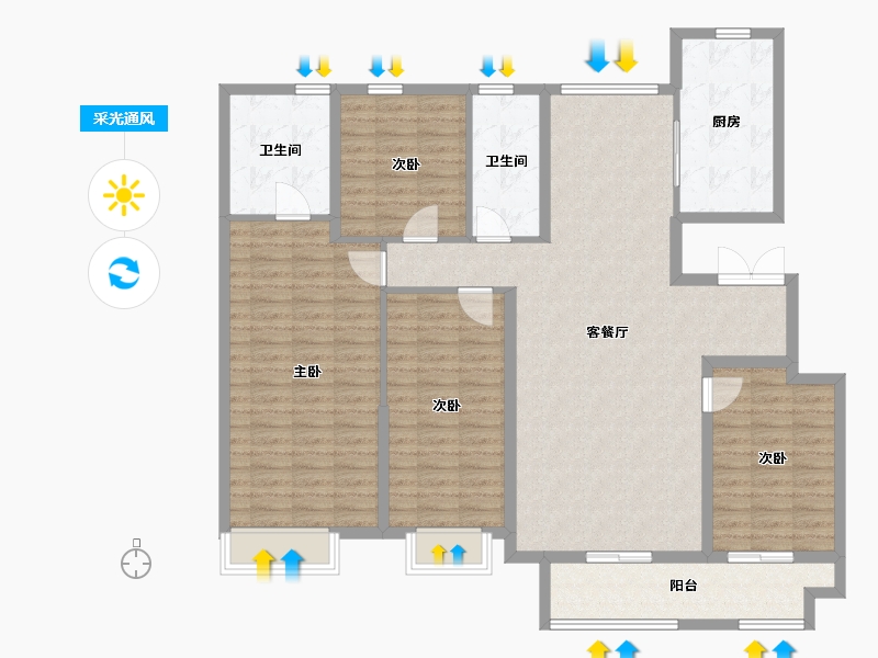 山东省-潍坊市-天泰府-136.10-户型库-采光通风