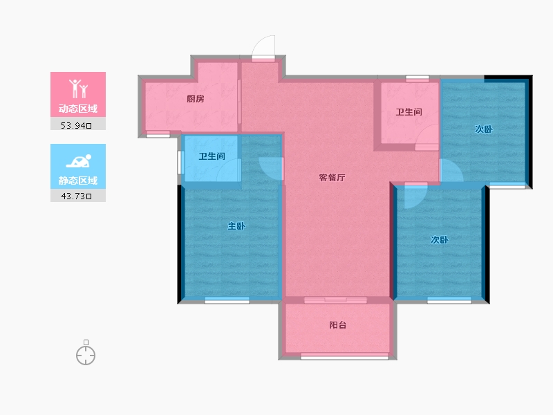 陕西省-西安市-天朗·熙湖-87.20-户型库-动静分区