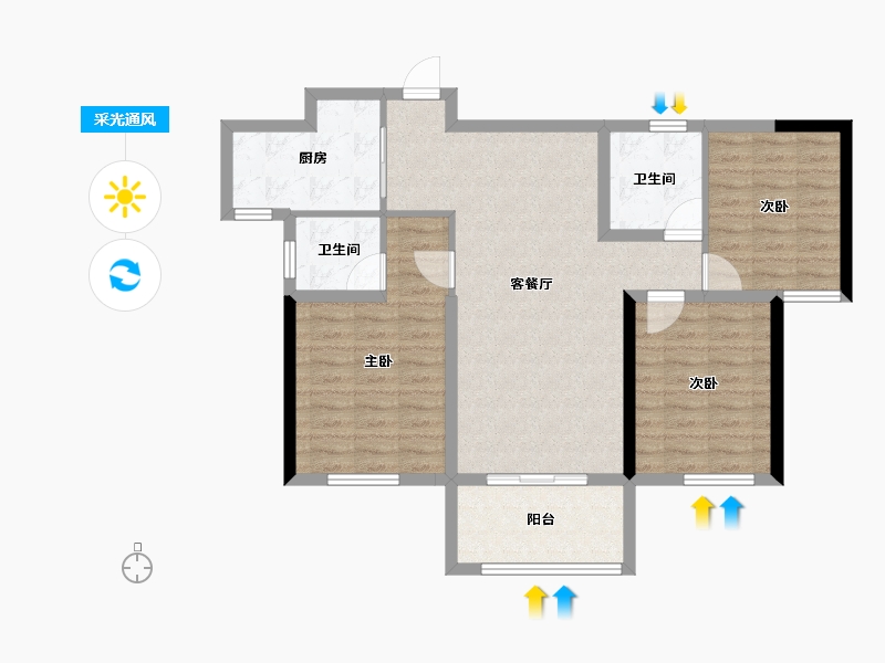 陕西省-西安市-天朗·熙湖-87.20-户型库-采光通风