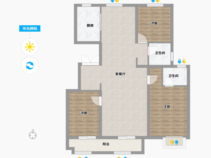 山东省-潍坊市-天泰府-108.80-户型库-采光通风