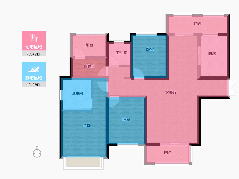 陕西省-咸阳市-乐华城香榭庄园-102.12-户型库-动静分区