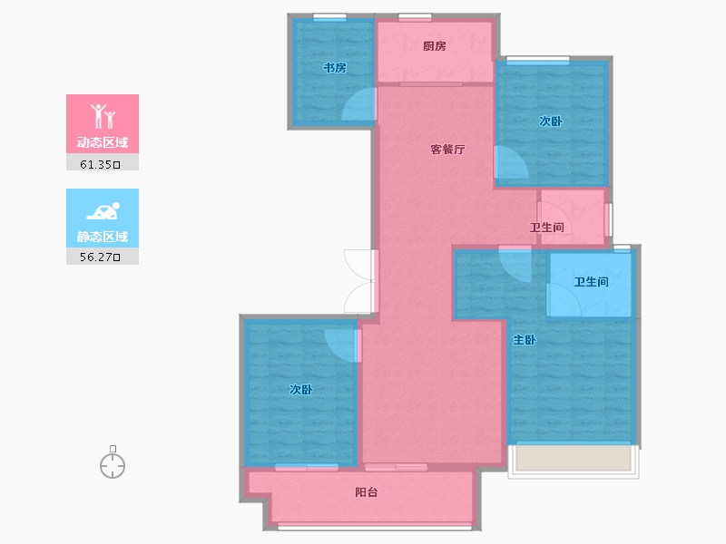 陕西省-西安市-中南·上悦城四期東沣-106.41-户型库-动静分区