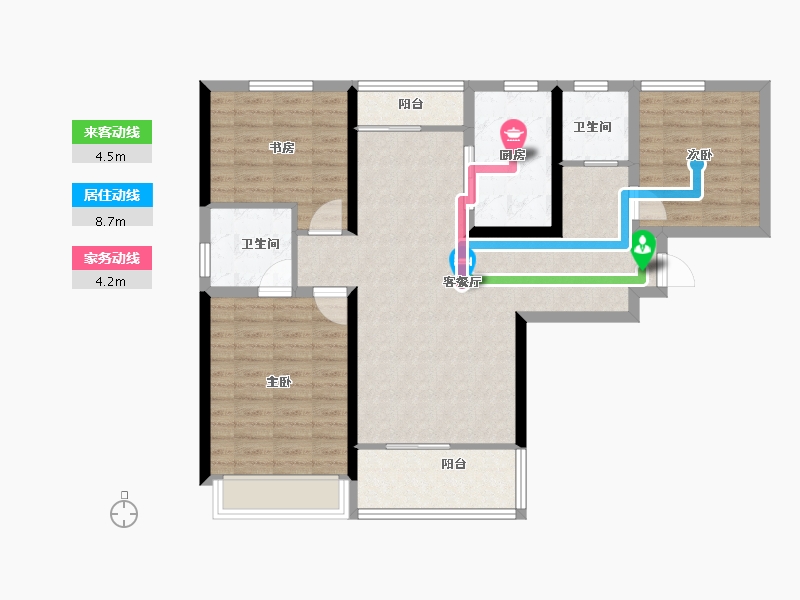 陕西省-西安市-华远辰悦-94.40-户型库-动静线