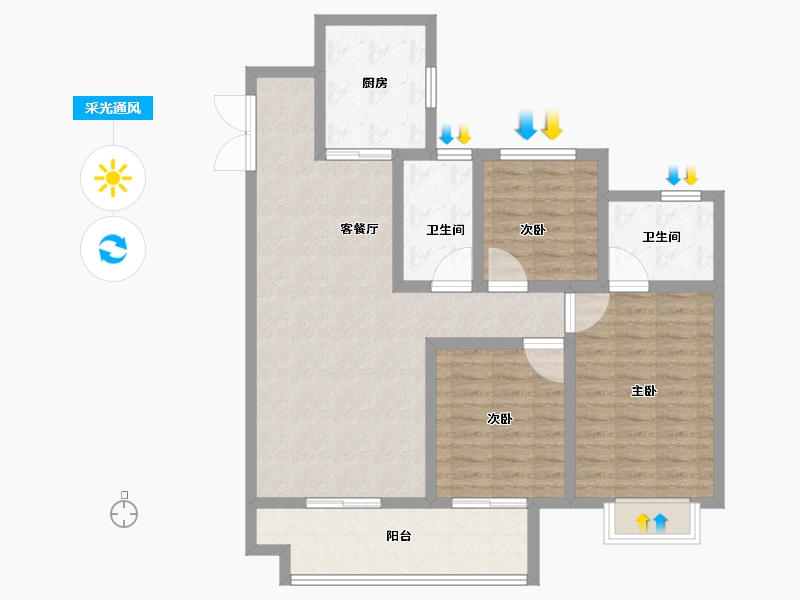 陕西省-西安市-国樾府-96.01-户型库-采光通风