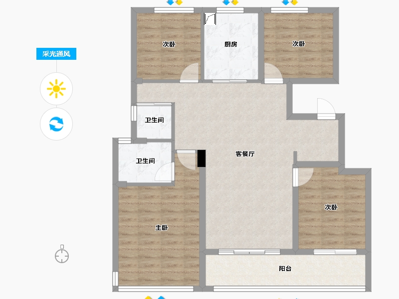 浙江省-温州市-桃园壹号院-99.00-户型库-采光通风