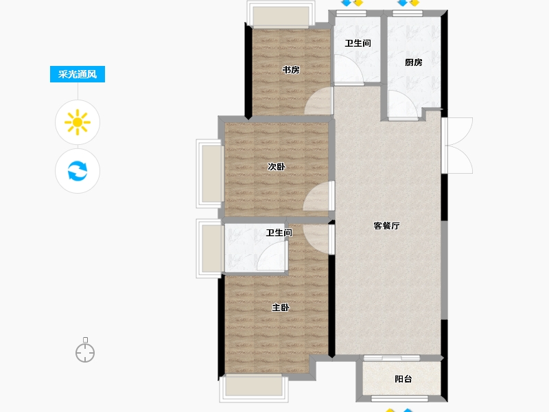 陕西省-西安市-白桦林溪-104.00-户型库-采光通风