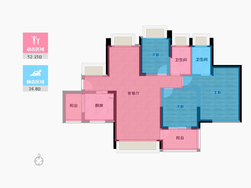 广东省-珠海市-五洲东方墅-78.38-户型库-动静分区