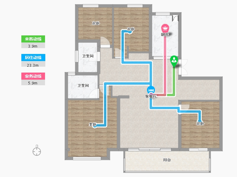 陕西省-渭南市-渭南宏帆人和府-180.00-户型库-动静线