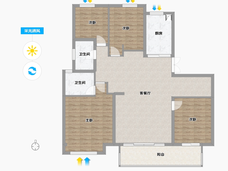 陕西省-渭南市-渭南宏帆人和府-180.00-户型库-采光通风