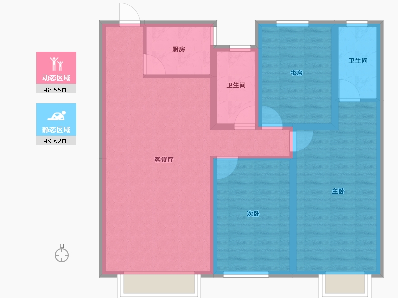 山东省-潍坊市-恒信天悦-87.56-户型库-动静分区