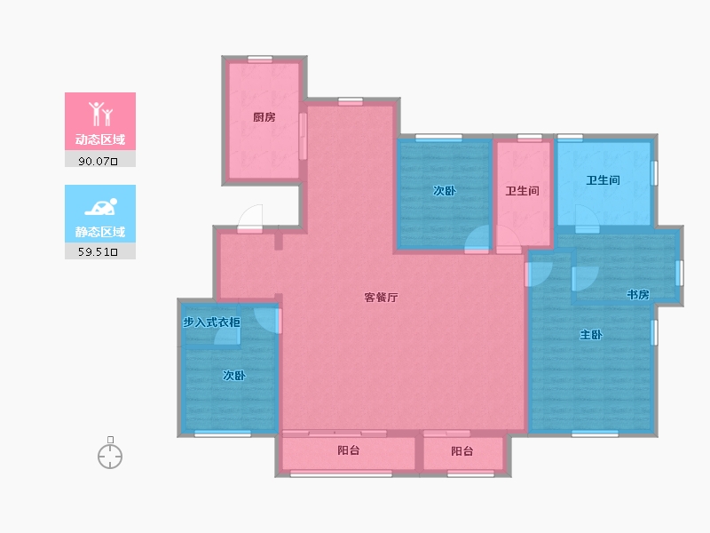 山东省-潍坊市-歌尔绿城-134.40-户型库-动静分区