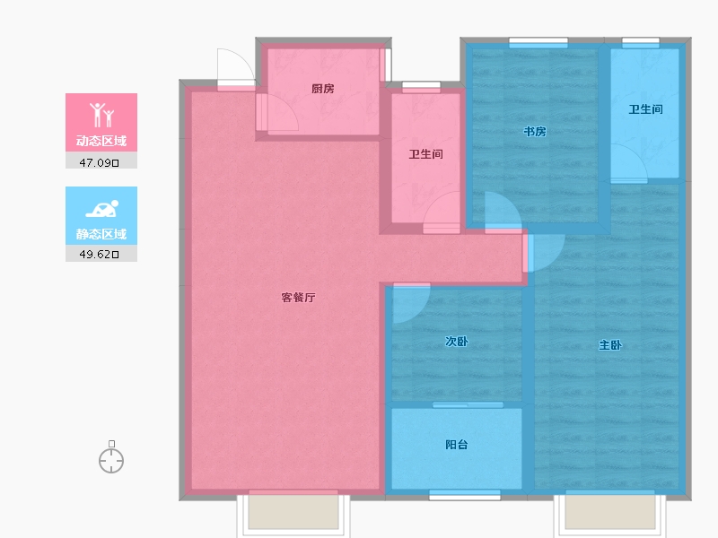 山东省-潍坊市-恒信天悦-86.03-户型库-动静分区