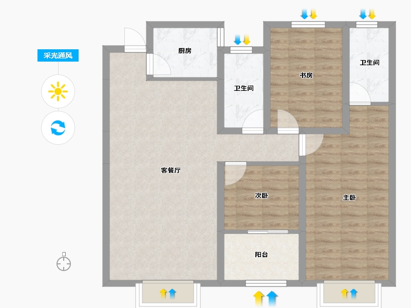 山东省-潍坊市-恒信天悦-86.03-户型库-采光通风