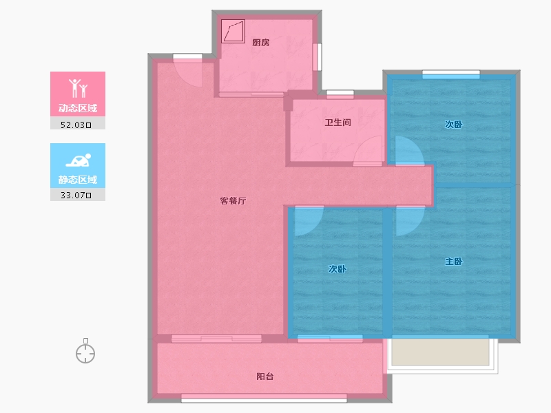 江苏省-无锡市-玫瑰公馆-76.15-户型库-动静分区