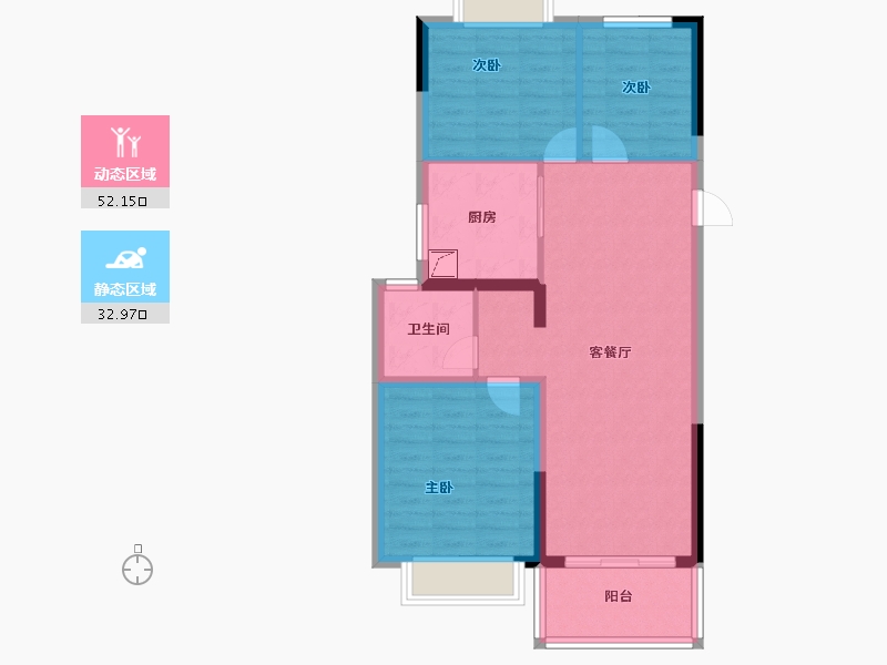 江苏省-无锡市-栖霞天樾府-76.22-户型库-动静分区