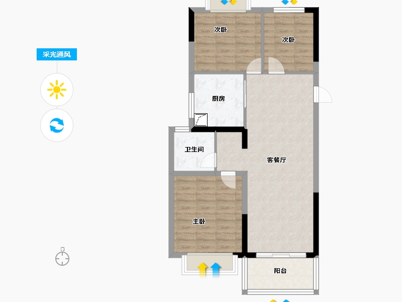 江苏省-无锡市-栖霞天樾府-76.22-户型库-采光通风