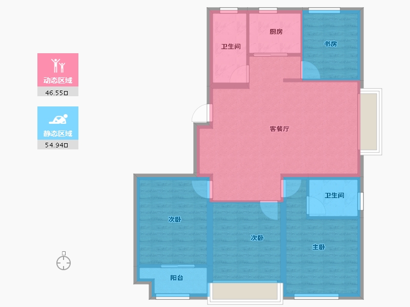 山东省-潍坊市-邦泰郡王府东郡-91.20-户型库-动静分区