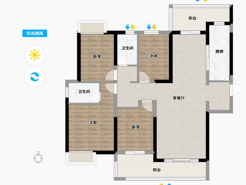 湖南省-长沙市-嘉宇北部湾-114.04-户型库-采光通风