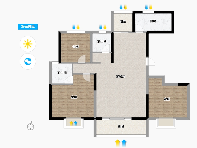 河南省-郑州市-居易西郡原著-104.12-户型库-采光通风