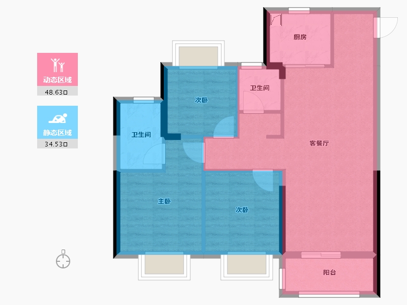 湖北省-武汉市-天赐金龙城-74.28-户型库-动静分区