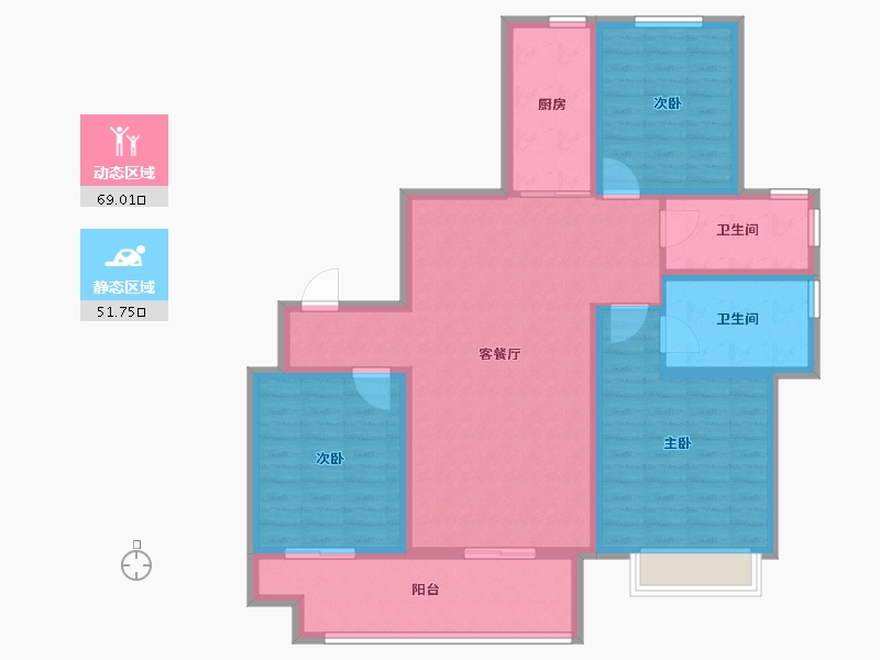 山东省-潍坊市-歌尔绿城-108.00-户型库-动静分区