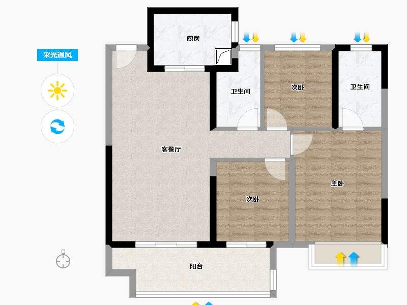 江苏省-无锡市-宝龙TOD未来新城-84.24-户型库-采光通风