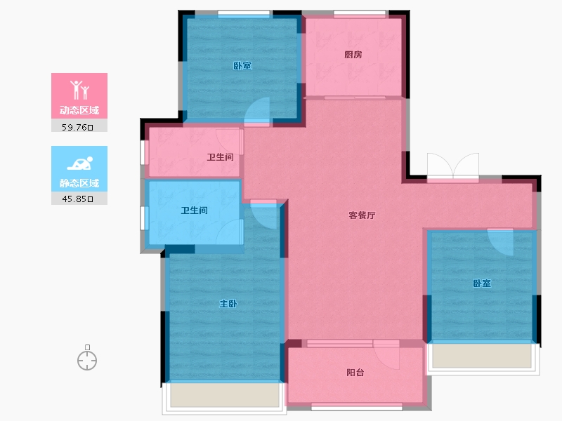 山东省-潍坊市-青岛印象春-94.46-户型库-动静分区