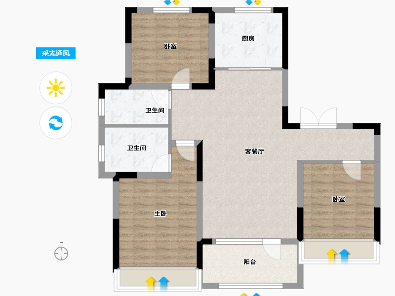 山东省-潍坊市-青岛印象春-94.46-户型库-采光通风