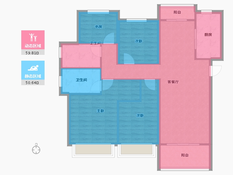 陕西省-西安市-世茂璀璨倾城-99.32-户型库-动静分区