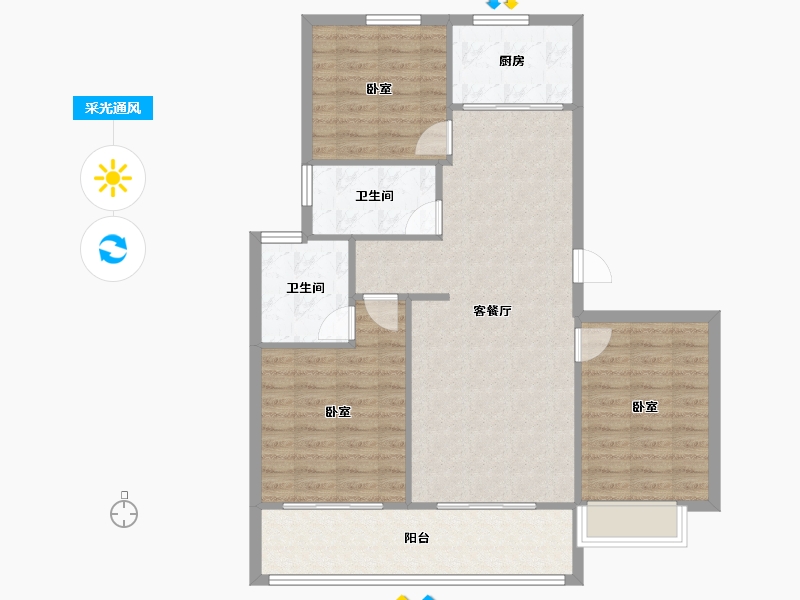 浙江省-宁波市-绿城·云栖桃花源-96.61-户型库-采光通风