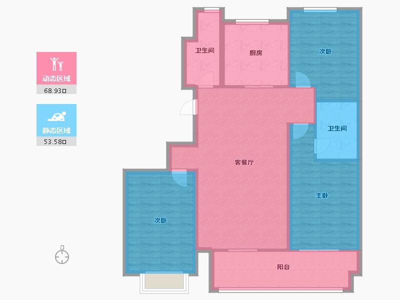 山东省-潍坊市-邦泰郡王府东郡-111.20-户型库-动静分区