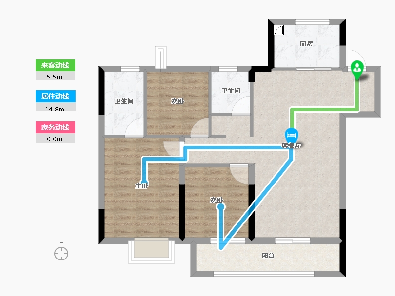 湖北省-武汉市-天赐金龙城-83.25-户型库-动静线