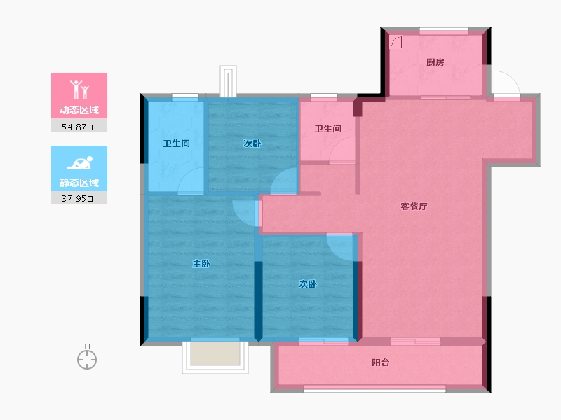 湖北省-武汉市-天赐金龙城-83.25-户型库-动静分区