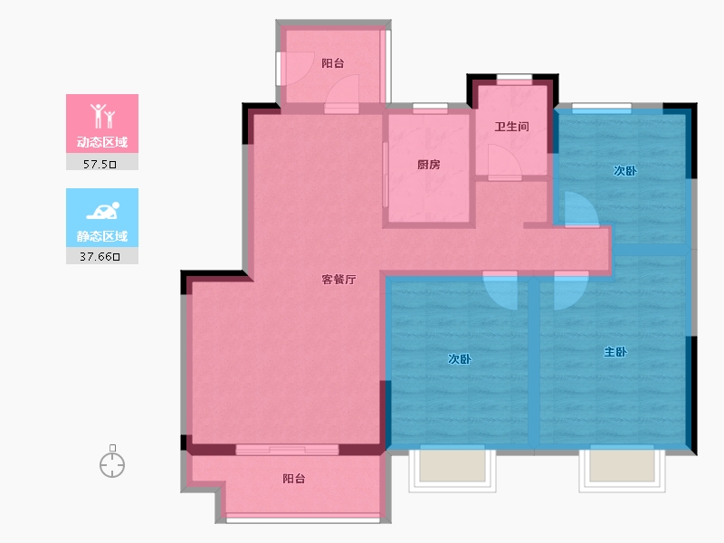 河南省-郑州市-居易西郡原著-84.36-户型库-动静分区