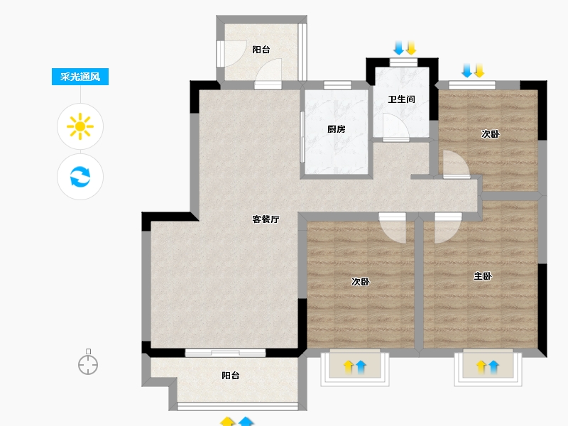 河南省-郑州市-居易西郡原著-84.36-户型库-采光通风