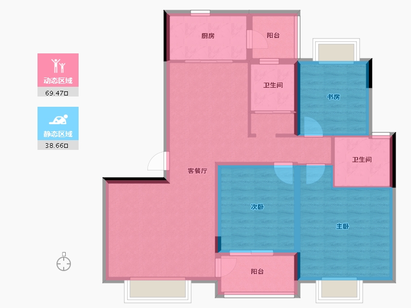 河南省-郑州市-居易西郡原著-96.73-户型库-动静分区