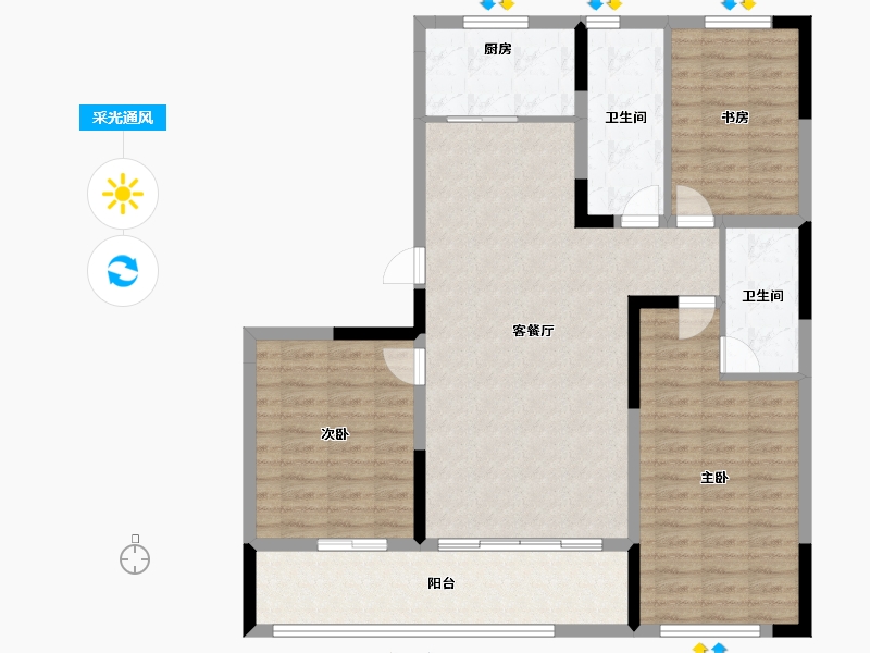 山东省-潍坊市-郡园-108.00-户型库-采光通风