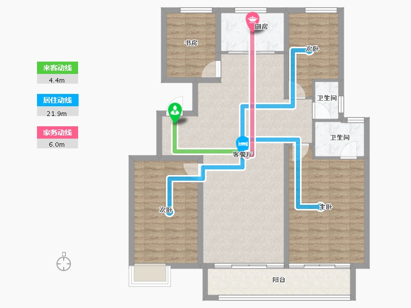 陕西省-西安市-周至龙记观园-113.90-户型库-动静线