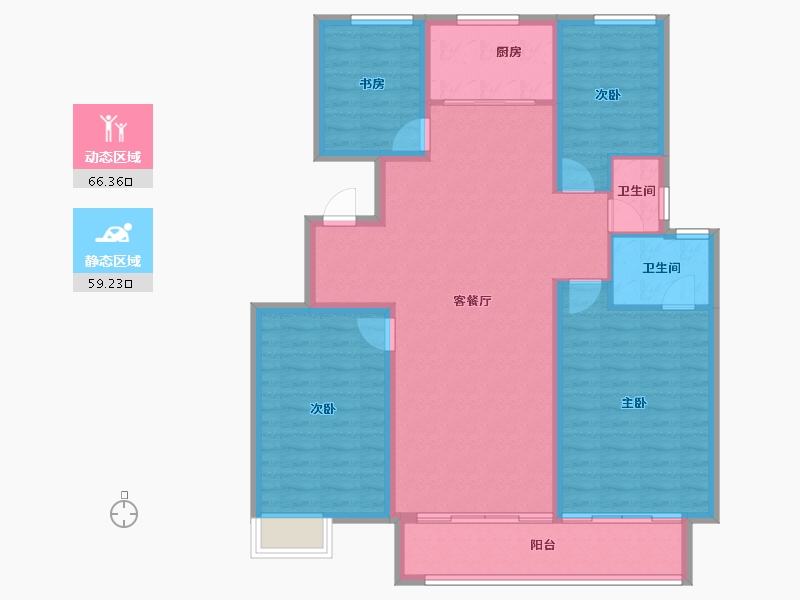 陕西省-西安市-周至龙记观园-113.90-户型库-动静分区