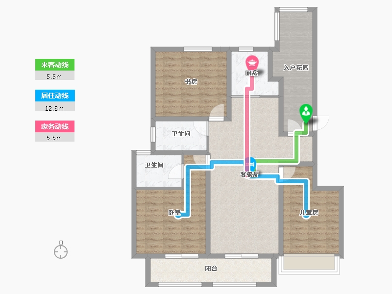 陕西省-西安市-周至龙记观园-106.02-户型库-动静线