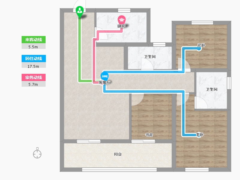 河北省-石家庄市-三盛·明瀚·璞悦长安-90.40-户型库-动静线