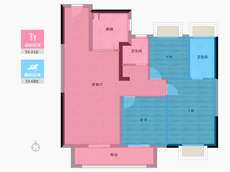 湖北省-武汉市-​中铁阅湖郡-86.16-户型库-动静分区