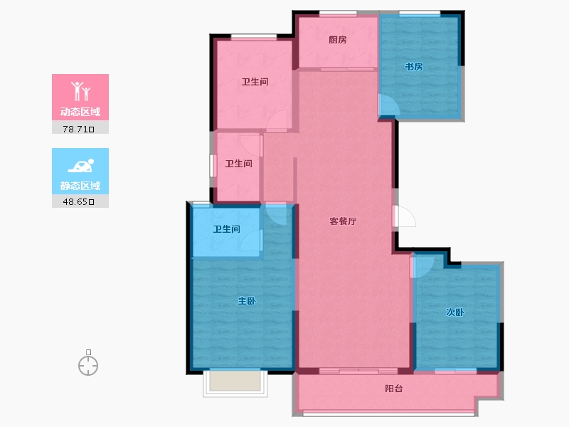 陕西省-西安市-德信·西宸府-114.96-户型库-动静分区