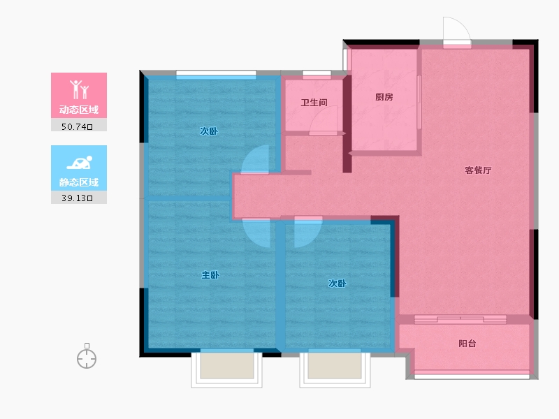 河南省-郑州市-居易西郡原著-80.42-户型库-动静分区