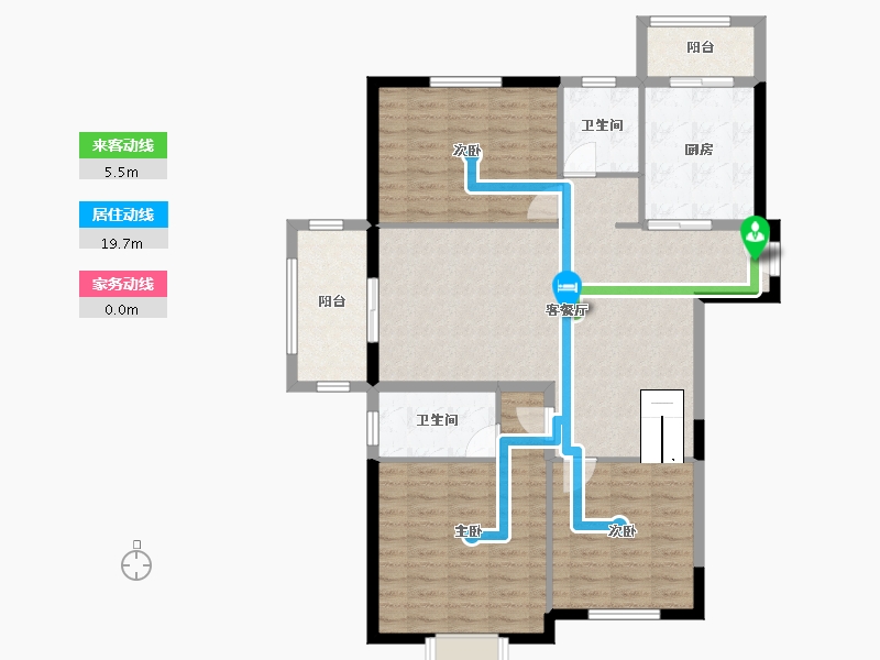 湖北省-武汉市-​万科高尔夫熙岸-107.85-户型库-动静线