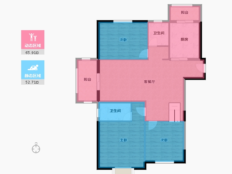 湖北省-武汉市-​万科高尔夫熙岸-107.85-户型库-动静分区